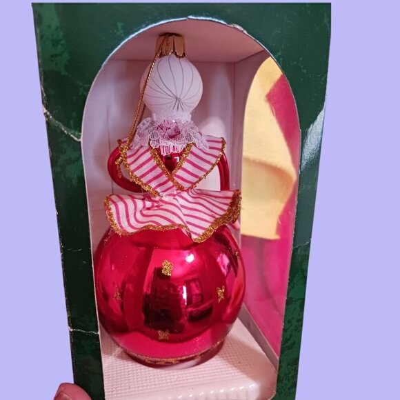 Trim A Home Vtg  European Mrs.Clause  Style Glass Ornament Red & White Doll "7" - Picture 4 of 8